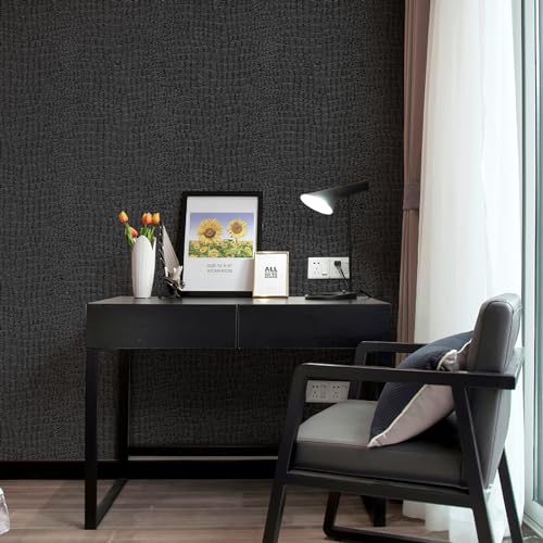 Zeeko Black Crocodile Peel and Stick Wallpaper 23.6" x 400" - color: Black, size: 23.6in x 33.3ft