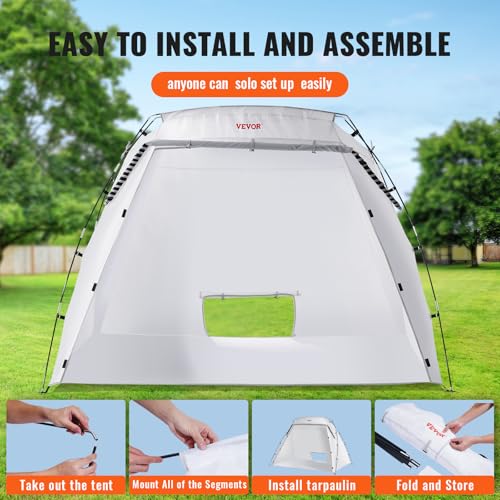VEVOR Portable Paint Booth, Larger Spray Paint Tent with Built-in Floor & Mesh Screen & Windproof Hooks, Painting Tent Station for Furniture DIY Hobby Tool, 7.5x5.2x5.2ft Spray Paint Shelter - size: L90*W62*H62inch