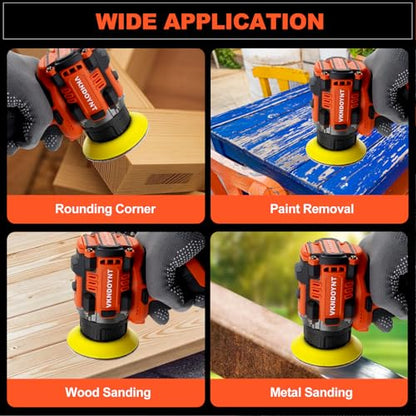Brushless Cordless Polisher, 2 Variable Speed Mini Buffer Polisher (0-500/0-3000 RPM), 2x2600mAh Batteries, 1/2/3" Backing Pads, 52 Accessories, Small Sander for Car Detailing/Buffing/Sanding/Waxing