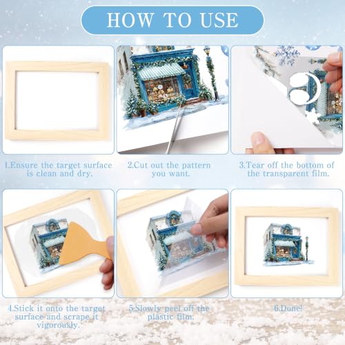 Winter Rub on Transfers for Crafts, Ski Transfer Furniture Decals - style: Blue Winter