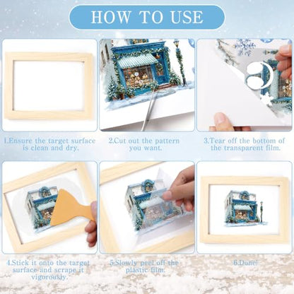 Winter Rub on Transfers for Crafts, Ski Transfer Furniture Decals - style: Blue Winter