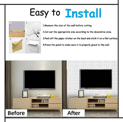 3D Wall Panels Peel and Stick in White, 20 PCS XPE Foam 3D Wallpaper, Faux Brick Wall Panels for Bedroom, Stairs, Kitchen - color: White Brick, size: 20PCS