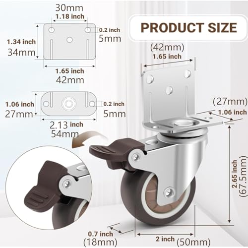 Semetall 2 Inch Side Mount Casters L-Shaped Set of 4 - style: A-78