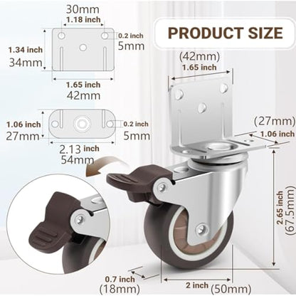 Semetall 2 Inch Side Mount Casters L-Shaped Set of 4 - style: A-78