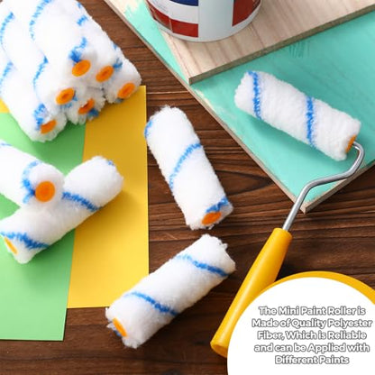 Leumoi 50 Pcs 4 Inch Microfiber Mini Paint Rollers, Blue & White - size: 4 Inch