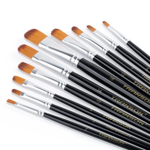 Transon Synthetic Filbert Paint Brush Set 10pcs for Acrylic Watercolor Gouache Art Painting and Body Craft Painting (Pack of 2) - size: Filbert 10 PCS (Pack of 2)