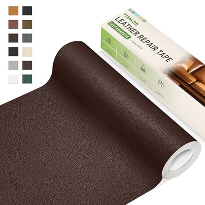TIANLDD Leather Repair Tape,16 x 80 Inches Self Adhesive Leather Repair Patch，Leather Repair Kit for Furniture，Couches,Car Seats,Cabinets,Handbags(Dark Brown-Litchi Grain) - color: Dark Brown-Litchi Grain, size: 16" x 80"