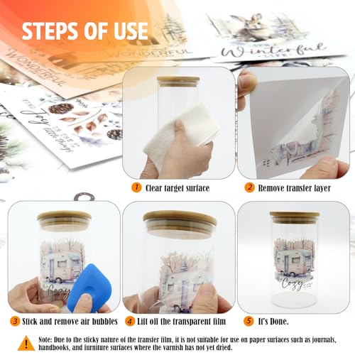 ZMRU 24 Sheets of Watercolor Style Rub on Transfers for Crafts - Perfect for Glass, Porcelain, Leather, Canvas, and Fabric Projects - IOD Transfers Included,3 * 3inch (Red Rose) - style: Red Rose