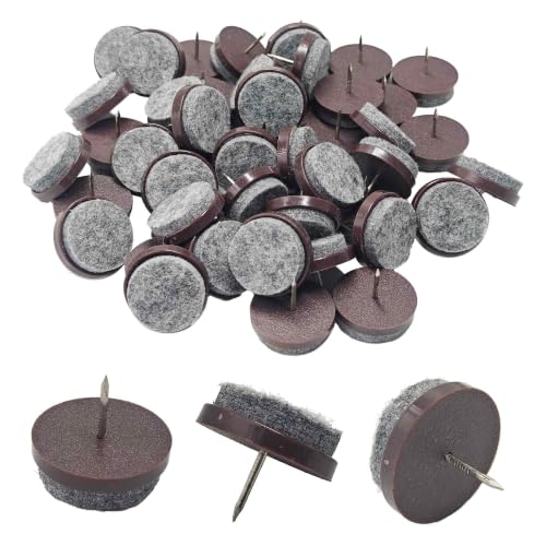 50PCS 28mm Brown Nail-on Felt Furniture Pads, Round Chair Leg Guards - size: 28mm
