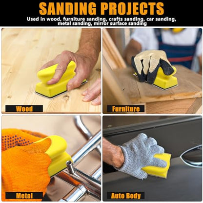 VIBRATITE 9 PCS Contour Sanding Blocks Set, 4 Inch Hand Sander