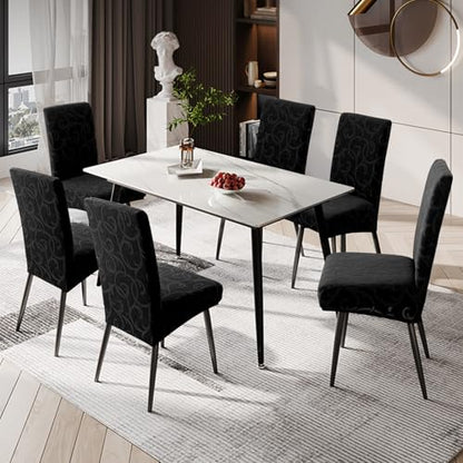 Waterproof Dining Room Chair Covers, Stretch Parsons Chair Slipcovers - color: Black, size: Regular-4 Pack
