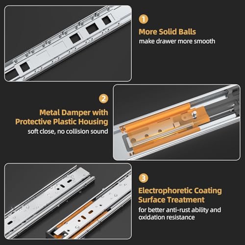 Furniware 5 Pairs 16 Inch Soft Close Drawer Slides Side Mount - size: 16 Inch
