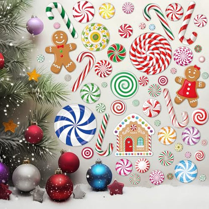 Christmas Candy Wall Decals, 8 Sheets 57 Pcs - color: Christmas Candy