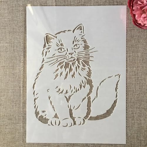 TIAMECH A4 Reusable Hairy Cat Stencil for Painting - style: Hairy Cat