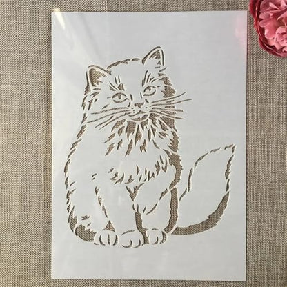 TIAMECH A4 Reusable Hairy Cat Stencil for Painting - style: Hairy Cat