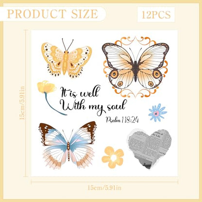 12 Pcs Bible Verses Rub-On Transfers for Furniture & Crafts - style: Bible Verses; Butterfly
