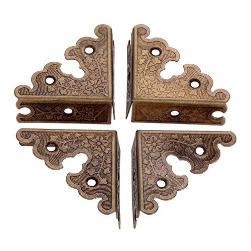 dophee 4Pcs Antique Bronze Decorative Corner Covers Protectors 1.34"x1.34" - color: Antique Bronze