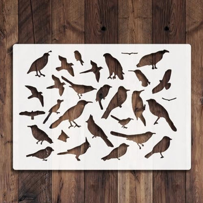 TIAMECH A4 Reusable Flock of Birds Stencil for Painting - style: Flock of Birds
