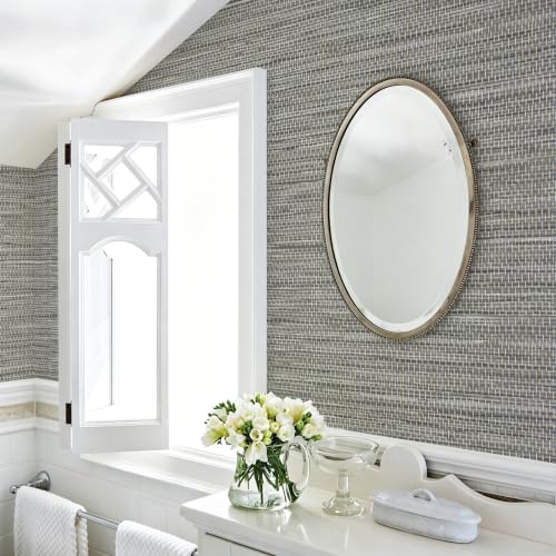 Grasscloth Peel and Stick Wallpaper Faux Linen 17.3in x 393.7in - color: Gray Green, size: 17.3inch × 393.7inch