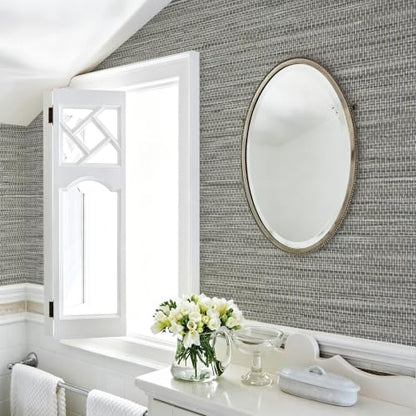 Grasscloth Peel and Stick Wallpaper Faux Linen 17.3in x 393.7in - color: Gray Green, size: 17.3inch × 393.7inch