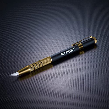 Westcott 17314 Pen-Style Retractable CarboTitanium Bonded Hobby Knife, Gold