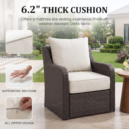ZCUBED Luxury 6.2" Thick Outdoor Chair Cushions 2 Set - 24 x24 Inch 30D Sponge Filling Fade-Resistant Chair Cushion, Water Resistant & Removable Cover Patio Furniture Replacement Cushion,Beige - color: Beige, size: 24"x24" Extra Thick