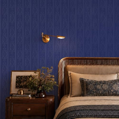 JiffDiff Navy Blue 3D Embossed Textured Peel Stick Wallpaper 17.3"x400" - color: Navy Blue, size: 17.3" x 400"