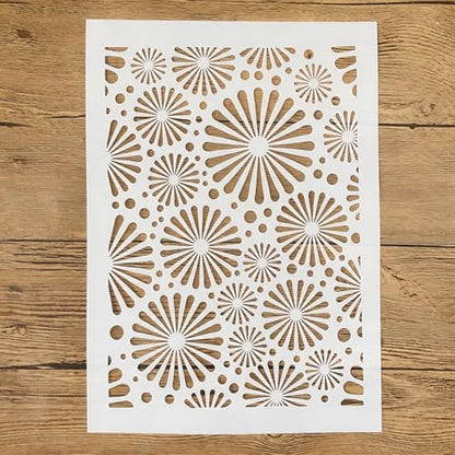 TIAMECH A4 Reusable Geometric Firework Stencil for Painting - style: Geometric Firework