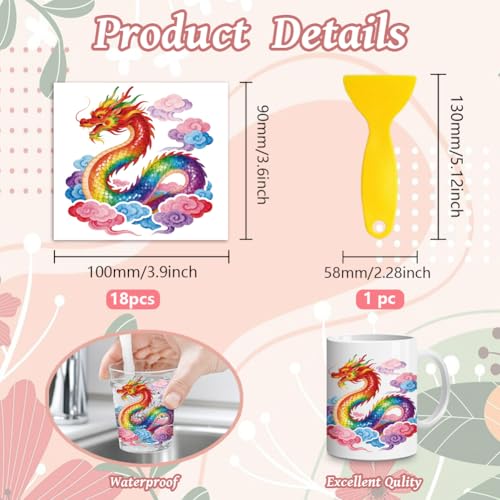 Peacoblue Chinese Dragon, Clouds Rub On Transfers Sticker for Craft - style: Chinese Dragon and Auspicious Clouds