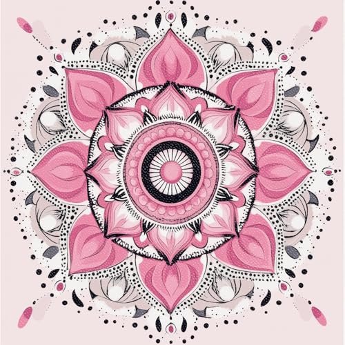 HOMETITUTE Pink Mandala Floral 12x12 Inch Peel Stick Vinyl Floor Tile - style: Pink Mandala