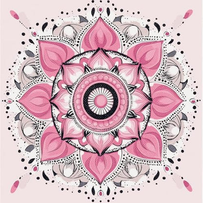 HOMETITUTE Pink Mandala Floral 12x12 Inch Peel Stick Vinyl Floor Tile - style: Pink Mandala