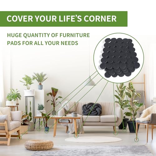 Felt Furniture Pads for Hardwood Floors 96 PCS, 1" Round, Black - size: 96PCS 1 inch Round Black
