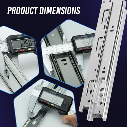 18 Inch Drawer Slides 1 Pairs (2pcs) Side Mount Rails - Heavy Duty Full Extension Ball Bearing – Drawer Slide Glides for Cabinet Kitchen, Dresser Runners - Draw Slides Sliders 100Lb Capacity - color: Silver, size: 18 Inch