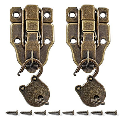 2 Pcs Retro Style Cabinet Duckbilled Toggle Hasp Latch, Antique Bronze