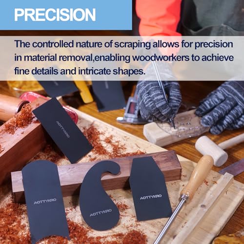 6PCS Cabinet Card Scrapers, High-Strength Blue Spring Steel Woodworking Tools for Engraving, Deburring, Polishing & Contour Sanding - size: Set C