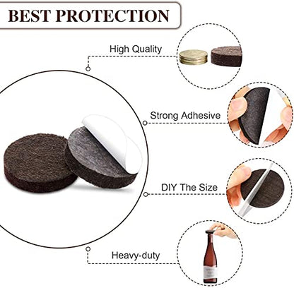 Felt Furniture Pads for Hardwood Floors Felt Pads for Chair Legs Yelanon - size: 24 pcs Brown Round