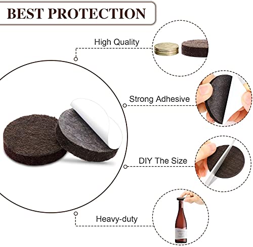 Yelanon Felt Furniture Pads for Hardwood Floors -216 Pcs Premium Felt Pads for Chair Legs, Floor Protectors for Furniture, Beige & Brown (Pack of 2) - size: 216 pcs Beige & Brown (Pack of 2)