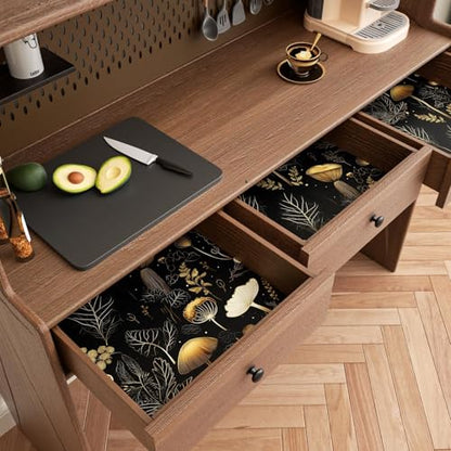 Laatse Dark Mushroom Wallpaper Peel and Stick 17.5" x 393",Black Gold - color: Black Gold, size: 17.5" x 393"
