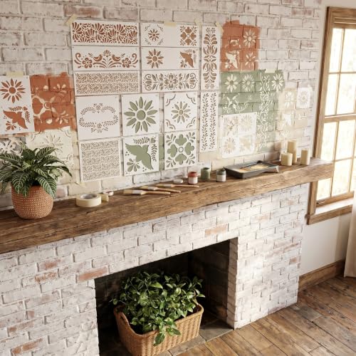 14 Pcs Floral Stencils, Reusable Flower Painting Stencils for Wood Wall