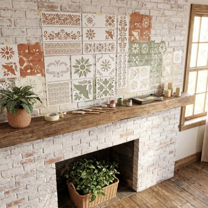 14 Pcs Floral Stencils, Reusable Flower Painting Stencils for Wood Wall