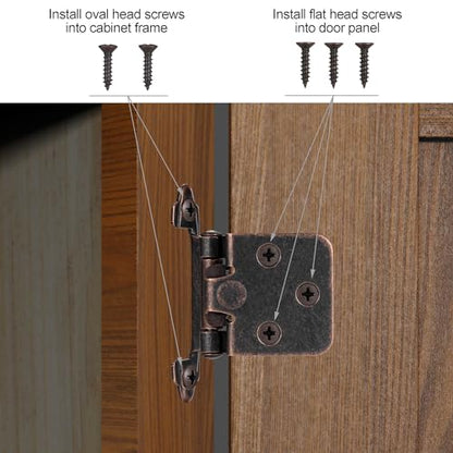 Oil Rubbed Bronze (Antique) Cabinet Hinges, 1/2” Overlay, 4 Pack - color: Antique Copper, size: 1/2 Inch Overlay