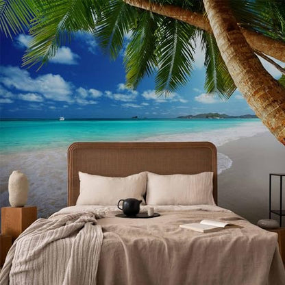 artgeist - Peel and Stick Wall Mural, Living Room Tropical Island 77x55 in - color: #02, size: 55"x77"