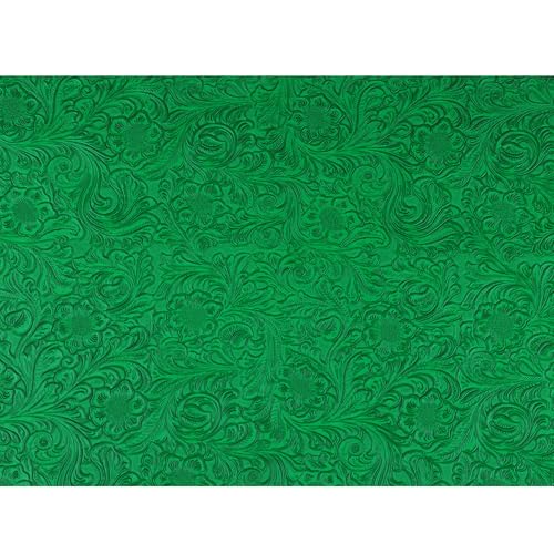 Solid Color Embossed Faux Leather Sheets 12 "x53 (30cm x 135cm) Embossed Texture Leather Fabric, Widely Used in Leather Earrings, Keychains, Sewing DIY Projects ﻿ (Green) - color: Green