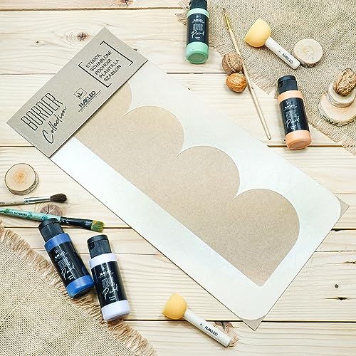 Border Reusable Plastic Wall Stencil // Frill - SEMICIRCLES 10 // Art Craft Mylar Template (17.7"x37.4") - color: Frill Semicircles 10, size: 45x95cm
