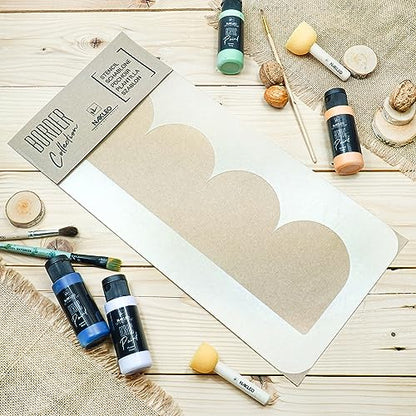 Border Reusable Plastic Wall Stencil // Frill - SEMICIRCLES 10 // Art Craft Mylar Template (17.7"x37.4") - color: Frill Semicircles 10, size: 45x95cm