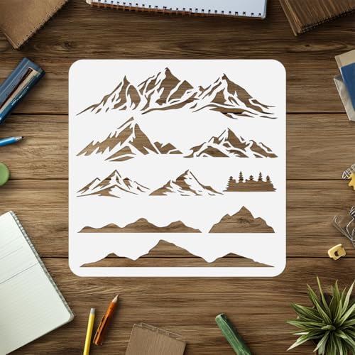 Mountain Stencil, Reusable Painting Template, DIY Home Decor - style: Mountain