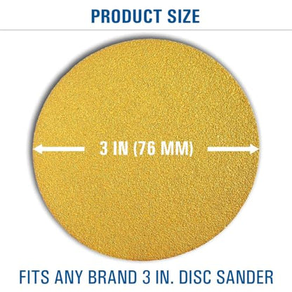 3 inch Sanding Discs Hook and Loop Round Sand Paper Disc, Gold Aluminum Oxide No Hole Hook and Loop Sanding Discs, 180 Grit Sandpaper Auto Body Sandpapers for Wood, Paint, Metal & Plastics, 50 Pack - color: 180 Grit, size: 50 Pack