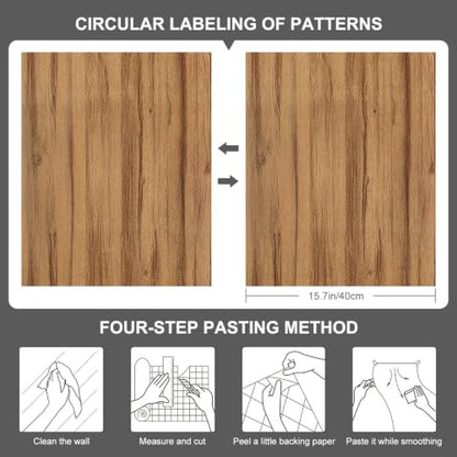 Natural Wood Texture Wallpaper 15.7"x472" - color: Wood Grain 7, size: 15.7" x 472"