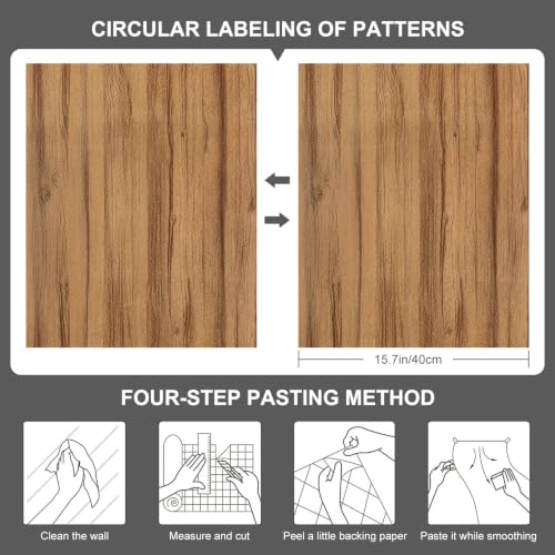 Natural Wood Texture Wallpaper 15.7"x118" - color: Wood Grain 7, size: 15.7" x 118"