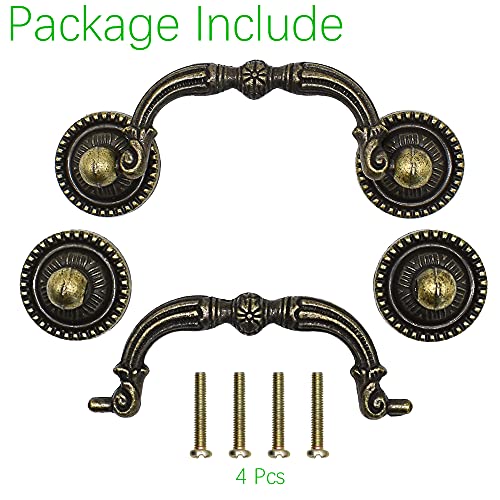 2 Pack 3" Hole Centers Antique Drawer Pulls Vintage Bronze Cabinet Handles Dressing Wardrobe Table Drawer Handles - size: 3"Hole Center